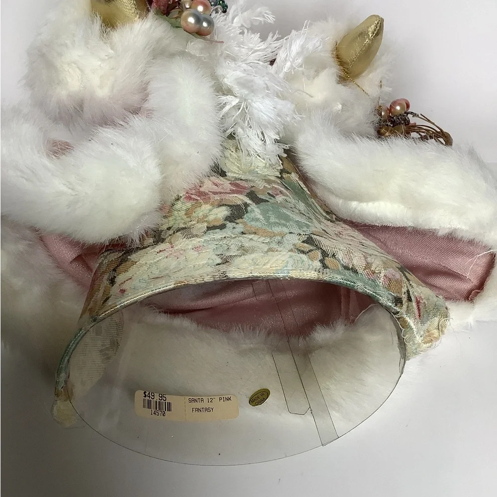 Vintage Pink Robed Santa Claus 13” Christmas Tree Topper